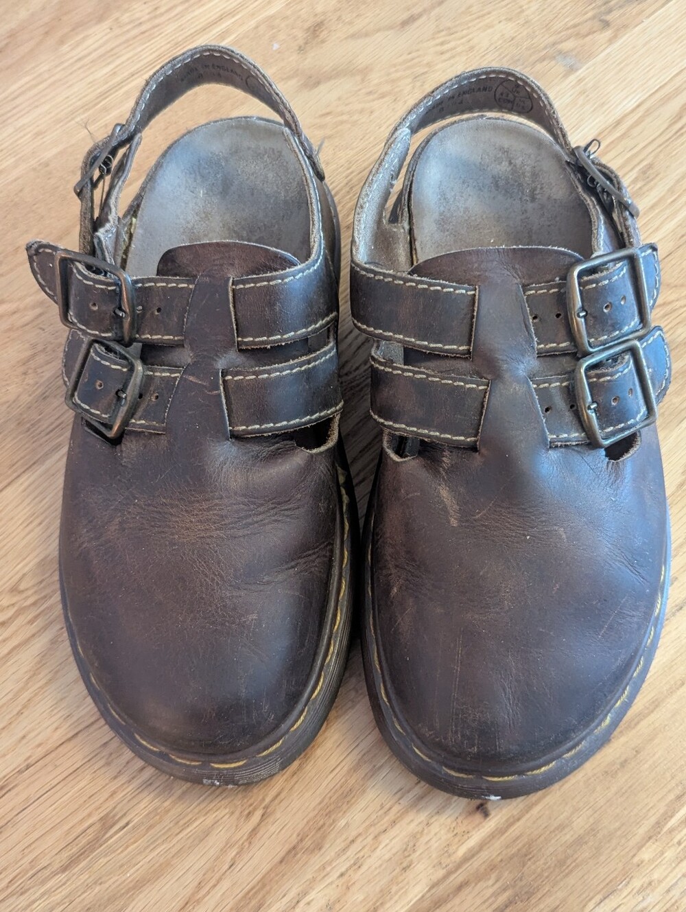 VTG Dr Martens Rare Brown Slingback Clog Mule Sandals Made in England Y2K